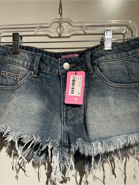 Erika Low Rise Frayed Denim Shorts